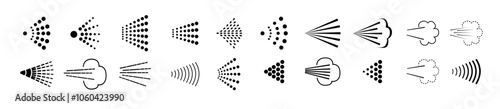 Spray icons set. Spray steam icons. cleaning deodorant sprayed line. Vector