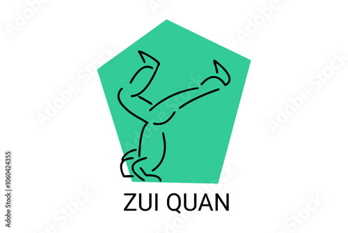 zui quan or "Drunken boxing "  sport vector line icon. sportsman, fighting stance. sport pictogram illustration.