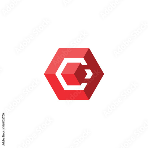 Hexagon Cube Letter C Logo design vector template