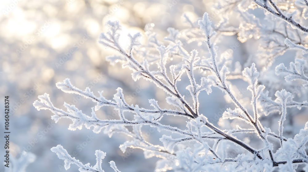 branches of a tree in the snow in winter landscape branches of a tree in the snow in winter landscape