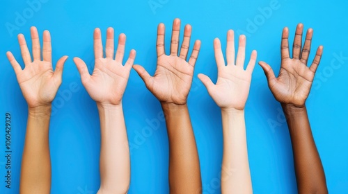 Diverse Hands Raised in Unity