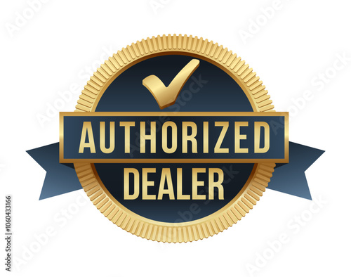 Authorized dealer stamp for verified seller, golden badge