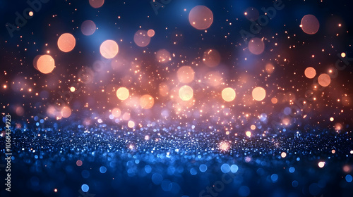 Blue and Orange Glitter Lights Abstract Background