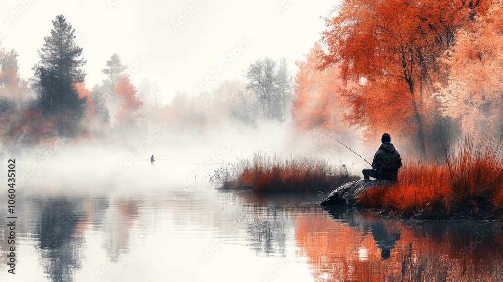 Fototapeta premium Solitude on the Misty Lake