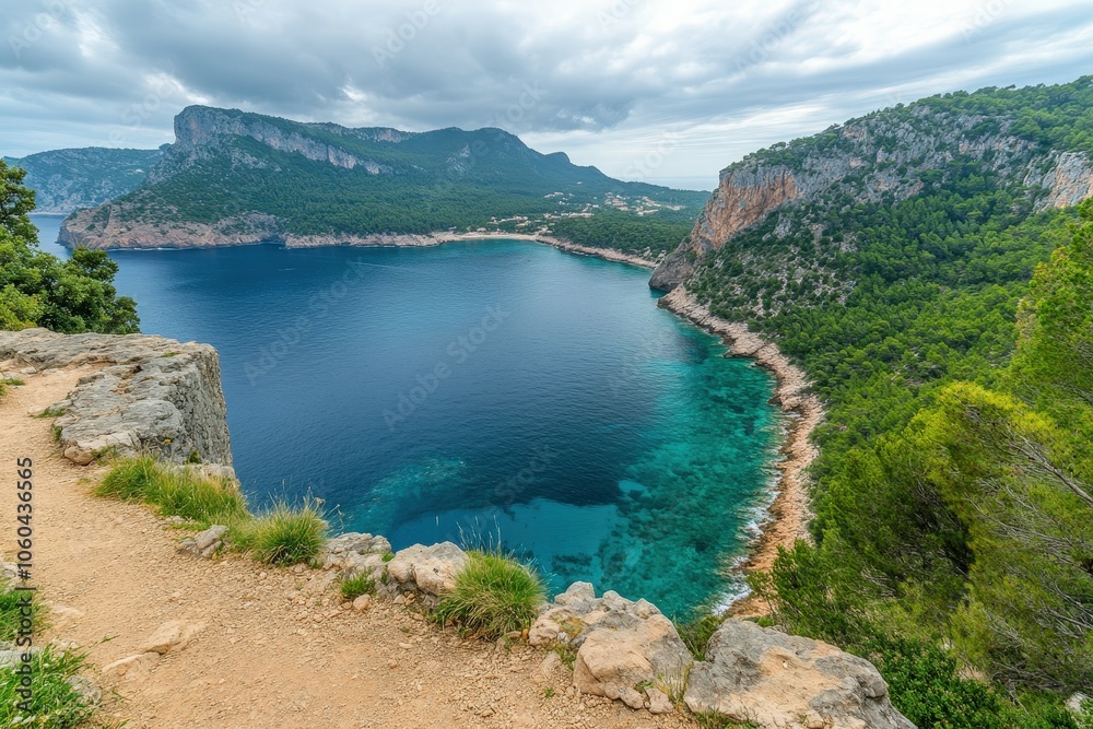 Obraz premium Mallorca, Capdepera, Cala Mesquida-Cala Agulla, Wanderweg, wandern, Tour. Beautiful simple AI generated image