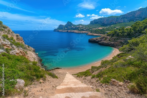 Kleine, aber feine Wanderung zum Felsentor Es Pontàs und der Küstenstadt Santanyí im Süden der Balleareninsel Mallorca - Spanien. Beautiful simple AI generated image photo