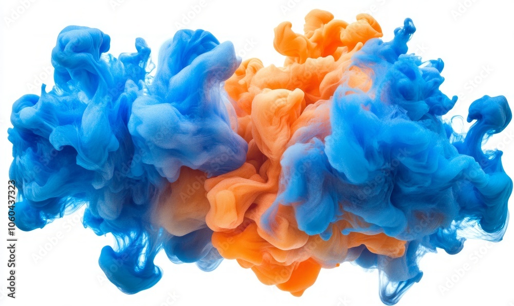 Spectacular image of blue and orange liquid ink churning together, with a realistic texture and great quality Spectacular image of blue and orange liquid ink churning together, with a realistic texture and great quality