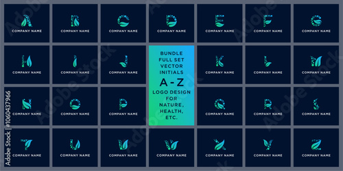 Special bundle set vector abstract letter A - Z leaf hydrotech logo design