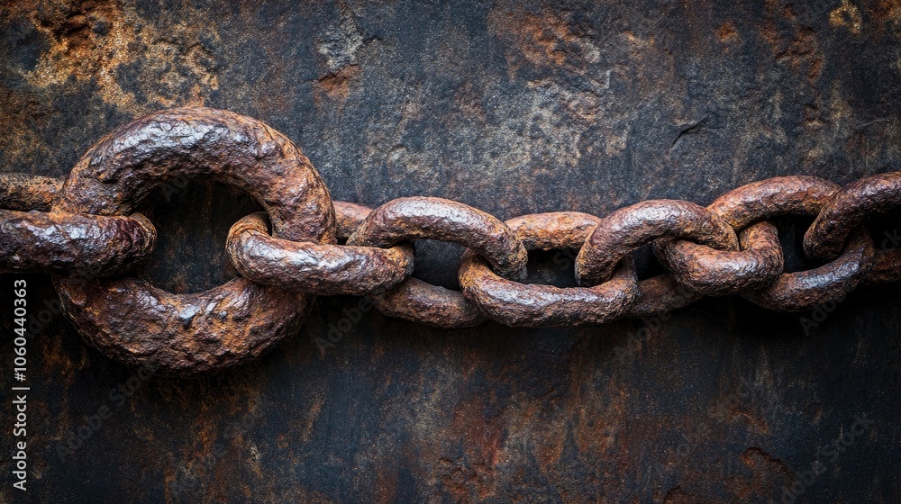 Rusty Chain on Metal Background Rusty Chain on Metal Background