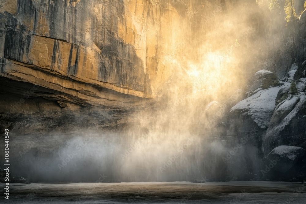 Obraz premium The winter landscape of Yosemite National Park, California-USA. Beautiful simple AI generated image