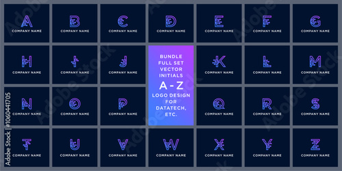 Special bundle set vector abstract letter A - Z data tech logo design