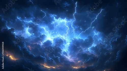 Blue Lightning Storm Clouds...