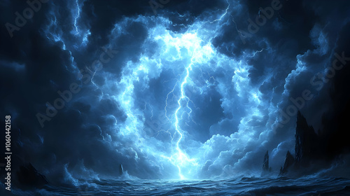 Blue Lightning Storm Over O...