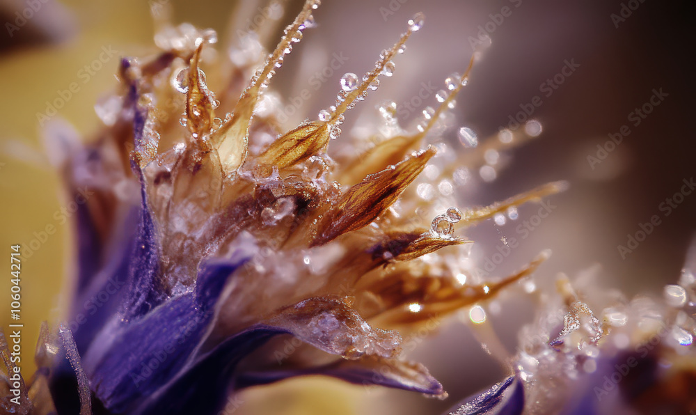 Delicate flower with water droplets, capturing beauty of nature details Delicate flower with water droplets, capturing beauty of nature details