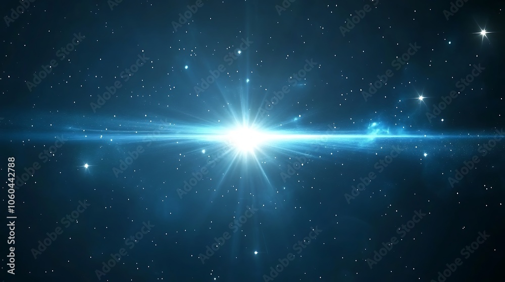 Naklejka premium Bright Star in a Galaxy Minimalist White Background with Space for Text