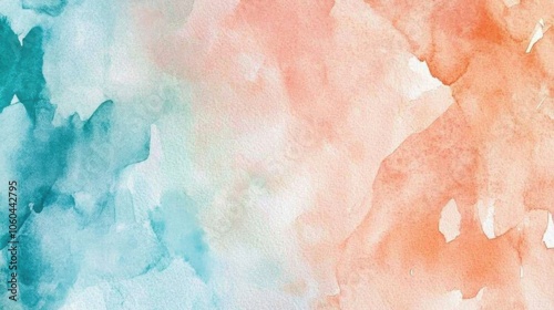 Abstract watercolor background in soft hues of blue and peach shades. photo