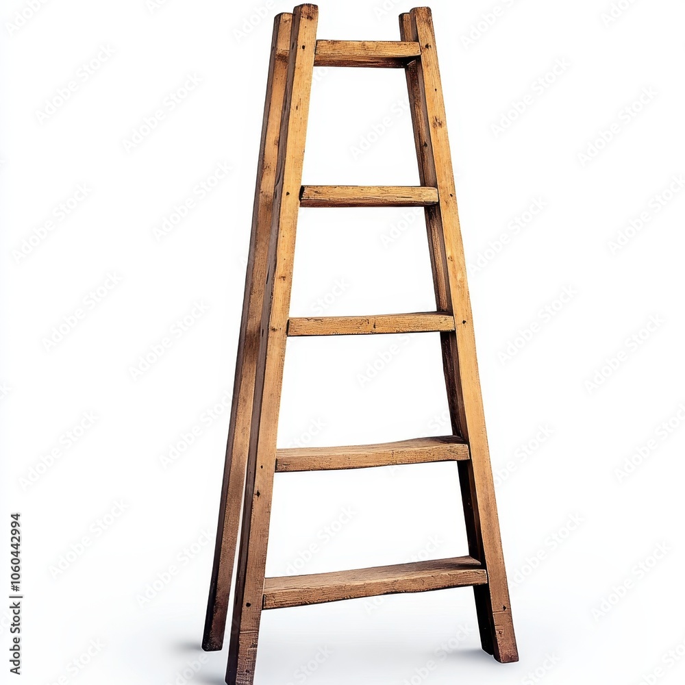 Rustic wooden ladder isolated on white background Rustic wooden ladder isolated on white background