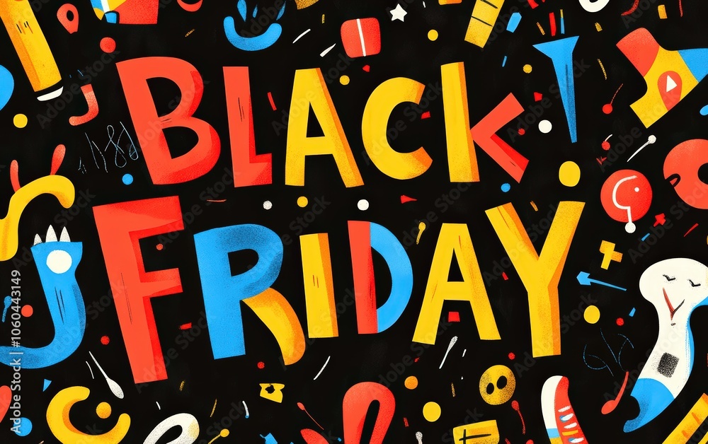 Black Friday with Cartoony Exclamation Marks Black Friday with Cartoony Exclamation Marks