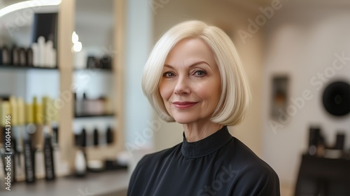 Women's haircut bob, 55-65 years old