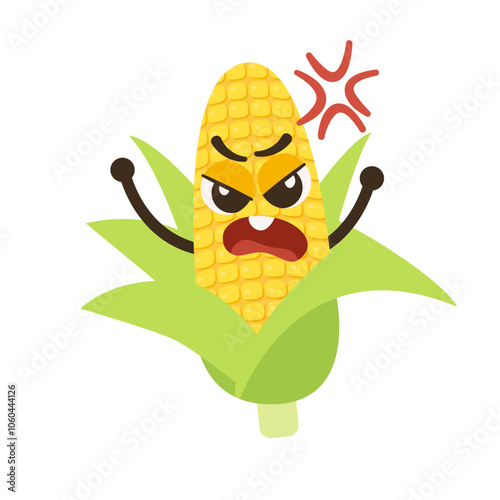 Angry Cartoon Corn Character Illustration