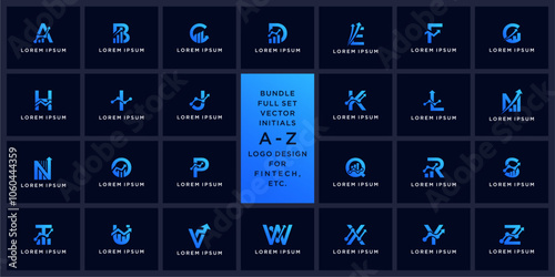 Special bundle set vector abstract letter A - Z fintech logo design