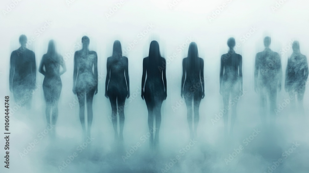 Silhouettes in Fog, Mysterious and Ethereal Silhouettes in Fog, Mysterious and Ethereal