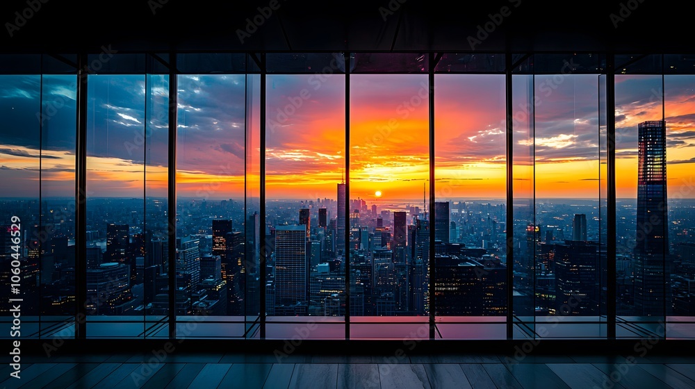 Fototapeta premium Stunning Sunset View from a Modern High-Rise