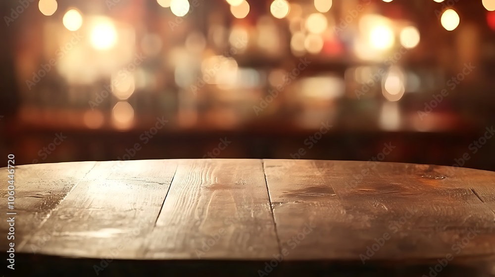 Empty Wooden Table In Bar Blank Background with Copy Space for Design Projects