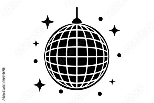 Disco ball vector icon illustration design on a isolated white background, Disco ball, Disco ball vector icon in black and blue colors.