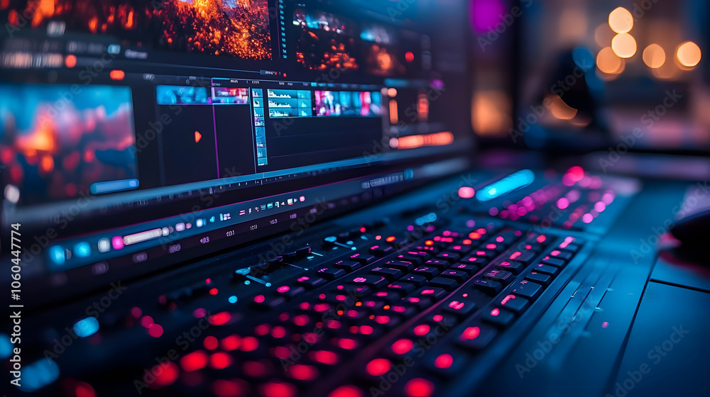 Laptop Keyboard with Red Backlighting - Photo Laptop Keyboard with Red Backlighting - Photo