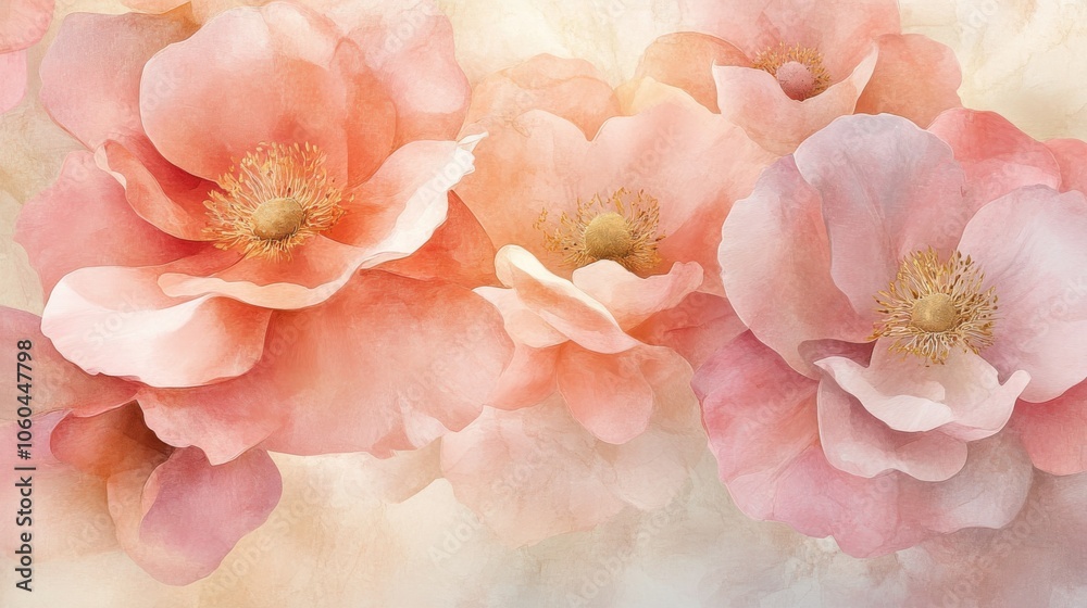 Delicate pink flowers on a soft blurred background. Perfect for nature-themed designs. Delicate pink flowers on a soft blurred background. Perfect for nature-themed designs.