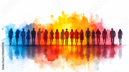 Silhouettes of People in Wa...