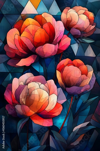 Wallpaper Mural Vibrant blossoms embrace the canvas with colorful shapes and artistic patterns capturing the essence of nature's beauty in a contemporary style Torontodigital.ca