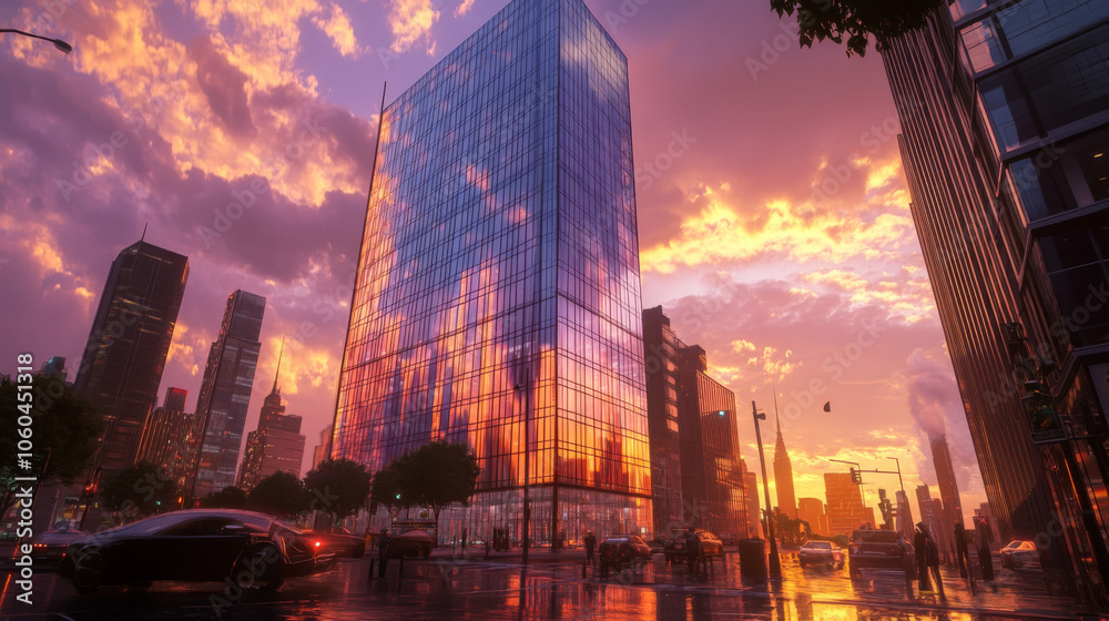 Fototapeta premium sunset in the city