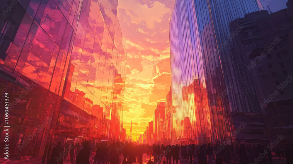 Obraz premium sunset in the city