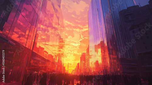 Wallpaper Mural sunset in the city Torontodigital.ca