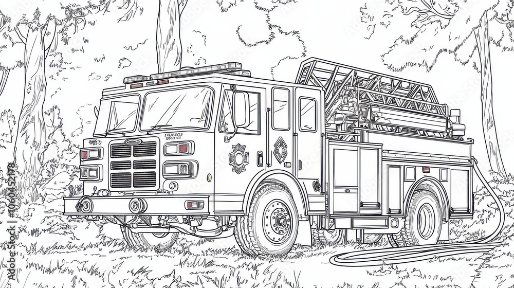Fun Illustration of a Kid-Friendly Fire Truck Fun Illustration of a Kid-Friendly Fire Truck