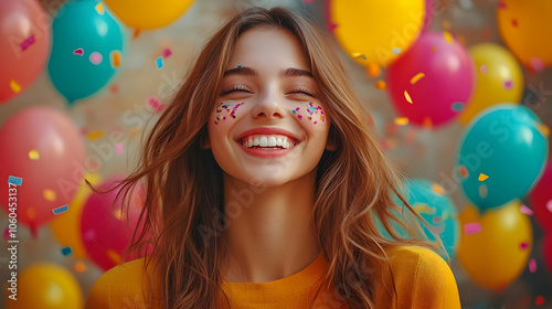 Happy Young Woman with Conf...