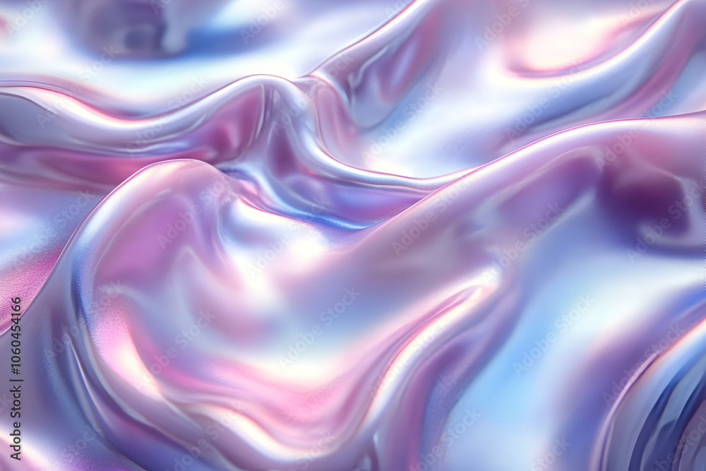 A shimmering, soft surface with flowing folds, showcasing pastel colors of pink and blue in a glossy, luxurious texture. A shimmering, soft surface with flowing folds, showcasing pastel colors of pink and blue in a glossy, luxurious texture.