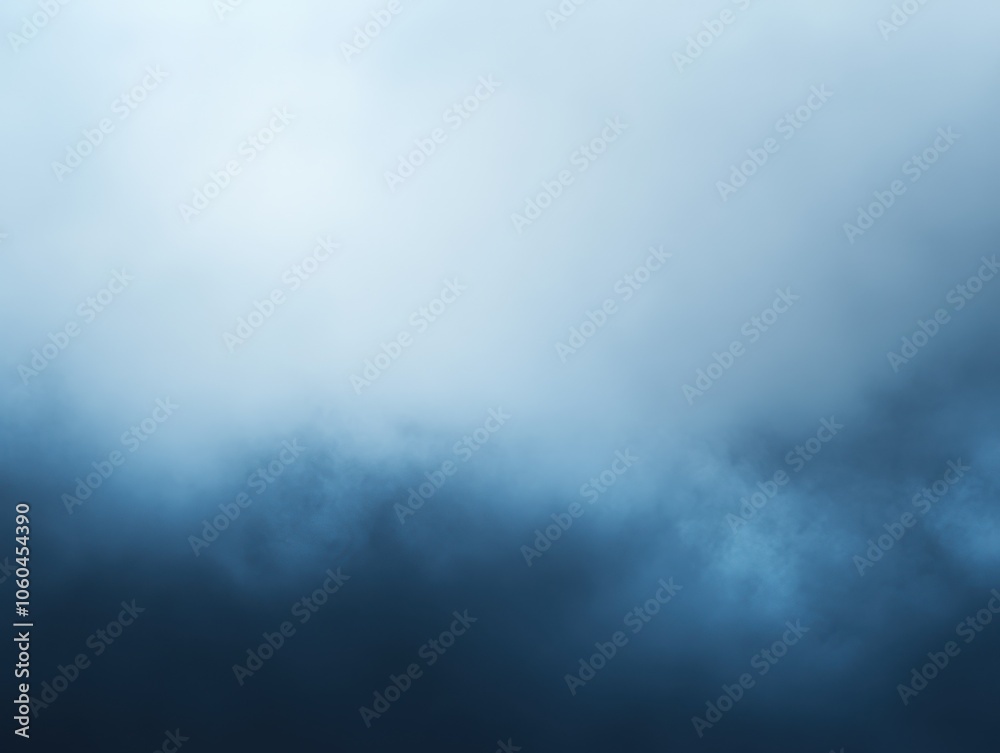 Mysterious blue clouds fade into the background, creating an atmospheric effect.