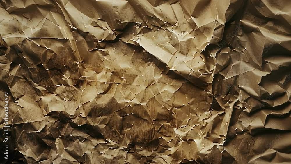 Abstract Crumpled Paper Texture: A close-up shot of a crumpled brown paper, revealing a textured and abstract landscape with deep shadows and soft light. Abstract Crumpled Paper Texture: A close-up shot of a crumpled brown paper, revealing a textured and abstract landscape with deep shadows and soft light.