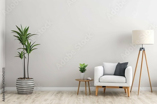 Wallpaper Mural A white chair sits in front of a white wall Torontodigital.ca