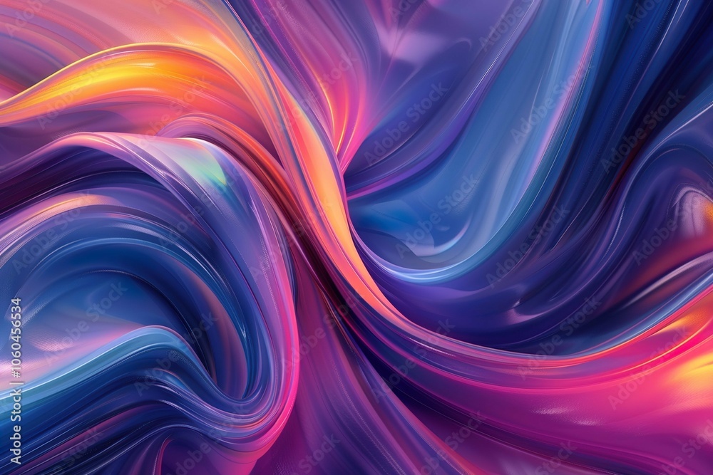 A colorful, abstract painting with a blue and orange swirl A colorful, abstract painting with a blue and orange swirl