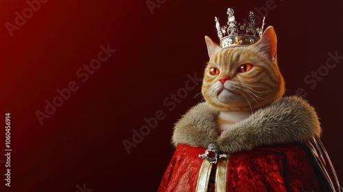 Regal Feline: The Orange Cat King in 8k High-Definition photo