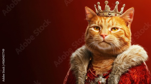 Regal Feline: The Orange Cat King in 8k High-Definition photo