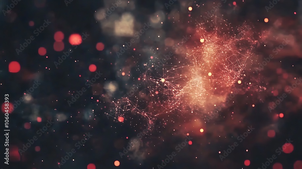Obraz premium Abstract Digital Network with Red Glows Subtle Blur Background with Space for Custom Text