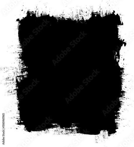 black ink brush painting banner grunge graphic element