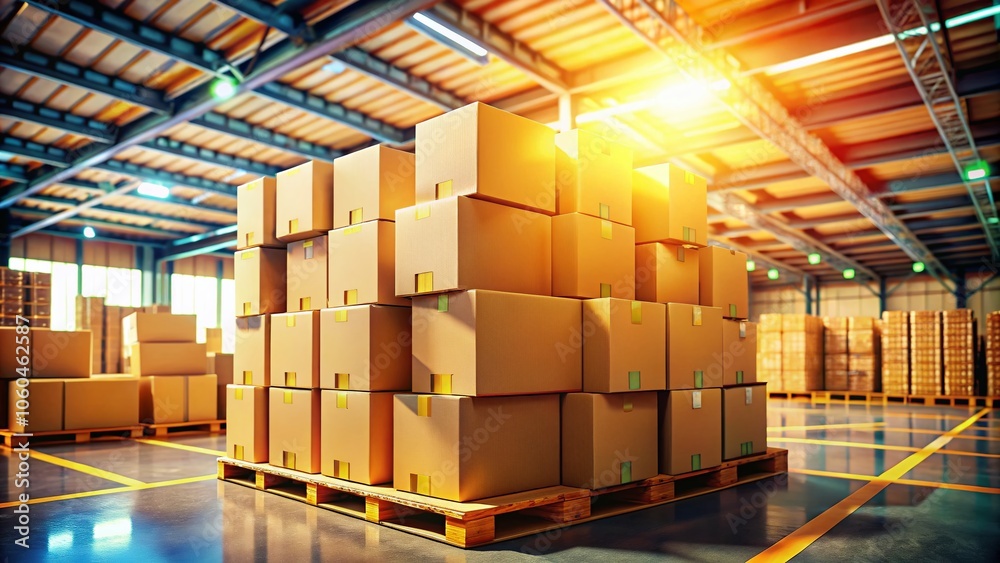 Close-up capture of stacked cardboard boxes in a well-lit warehouse, highlighting textures and details, creating an engaging visual narrative for pet concept imagery. Close-up capture of stacked cardboard boxes in a well-lit warehouse, highlighting textures and details, creating an engaging visual narrative for pet concept imagery.
