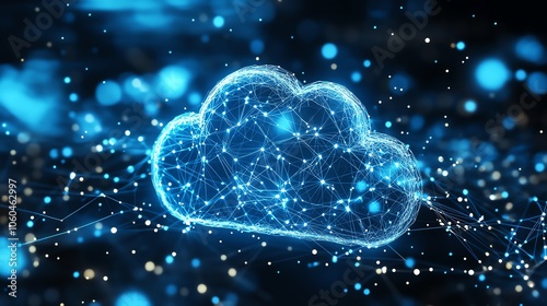 Wallpaper Mural Digital cloud imagery with glowing lines and dots, representing modern technology and data connectivity in a virtual network setting. Torontodigital.ca