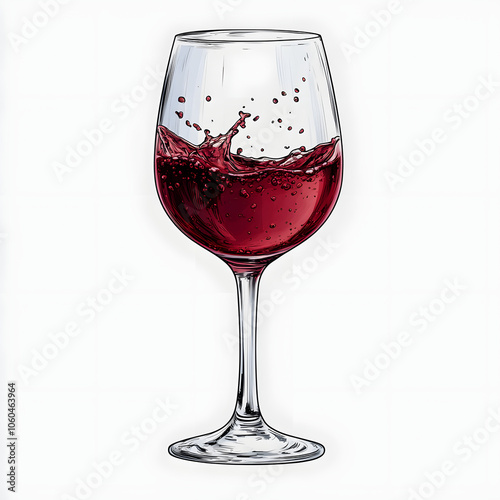 red wine abstract splashing in glass highlighted by white, vintage, png photo